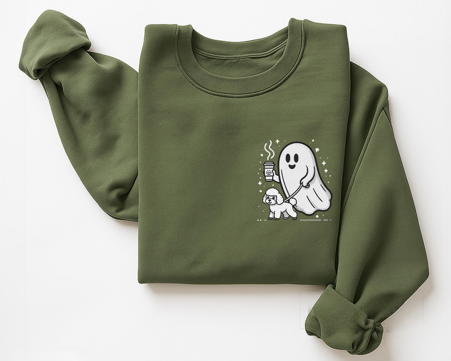 Ghost Walking A Poodle Sweatshirt