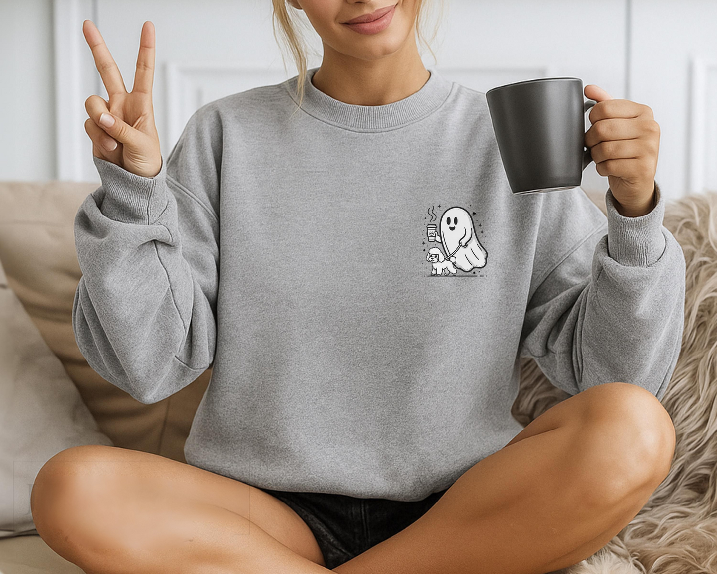 Ghost Walking A Poodle Sweatshirt