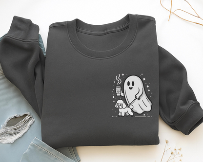 Ghost Walking A Poodle Sweatshirt