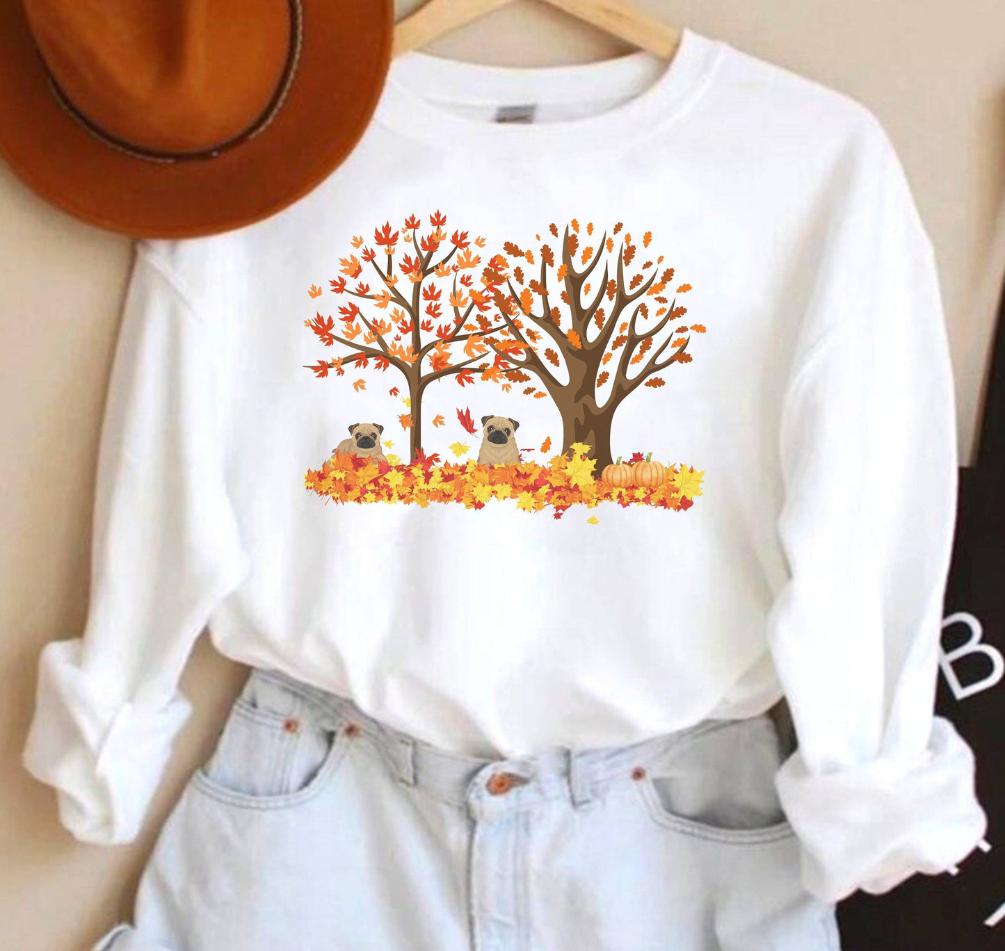 Fall Leaves Pug Sweater