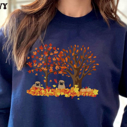 Fall Leaves Pug Sweater