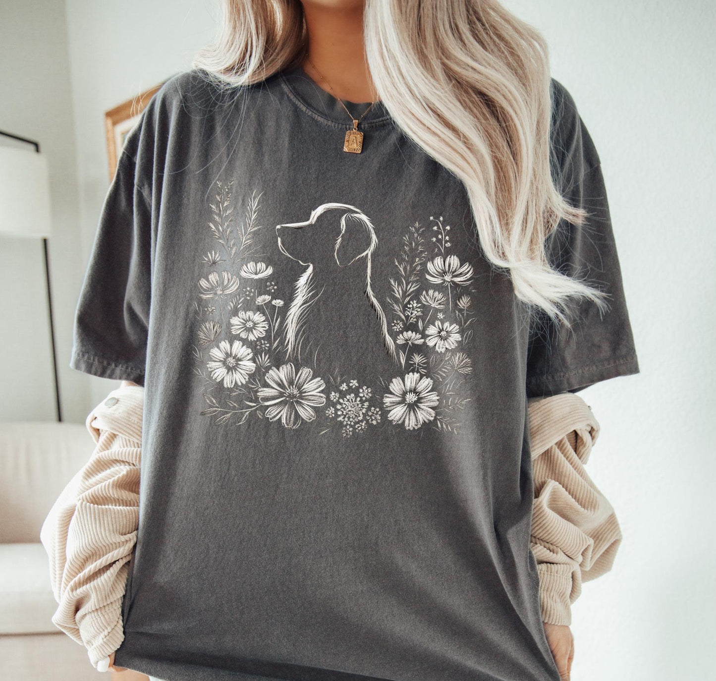 Golden Retriever Floral Tee