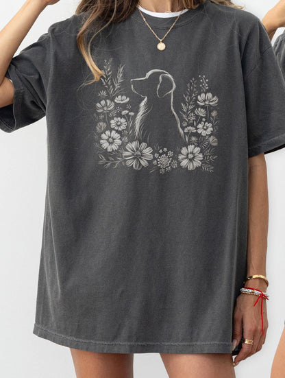 Golden Retriever Floral Tee