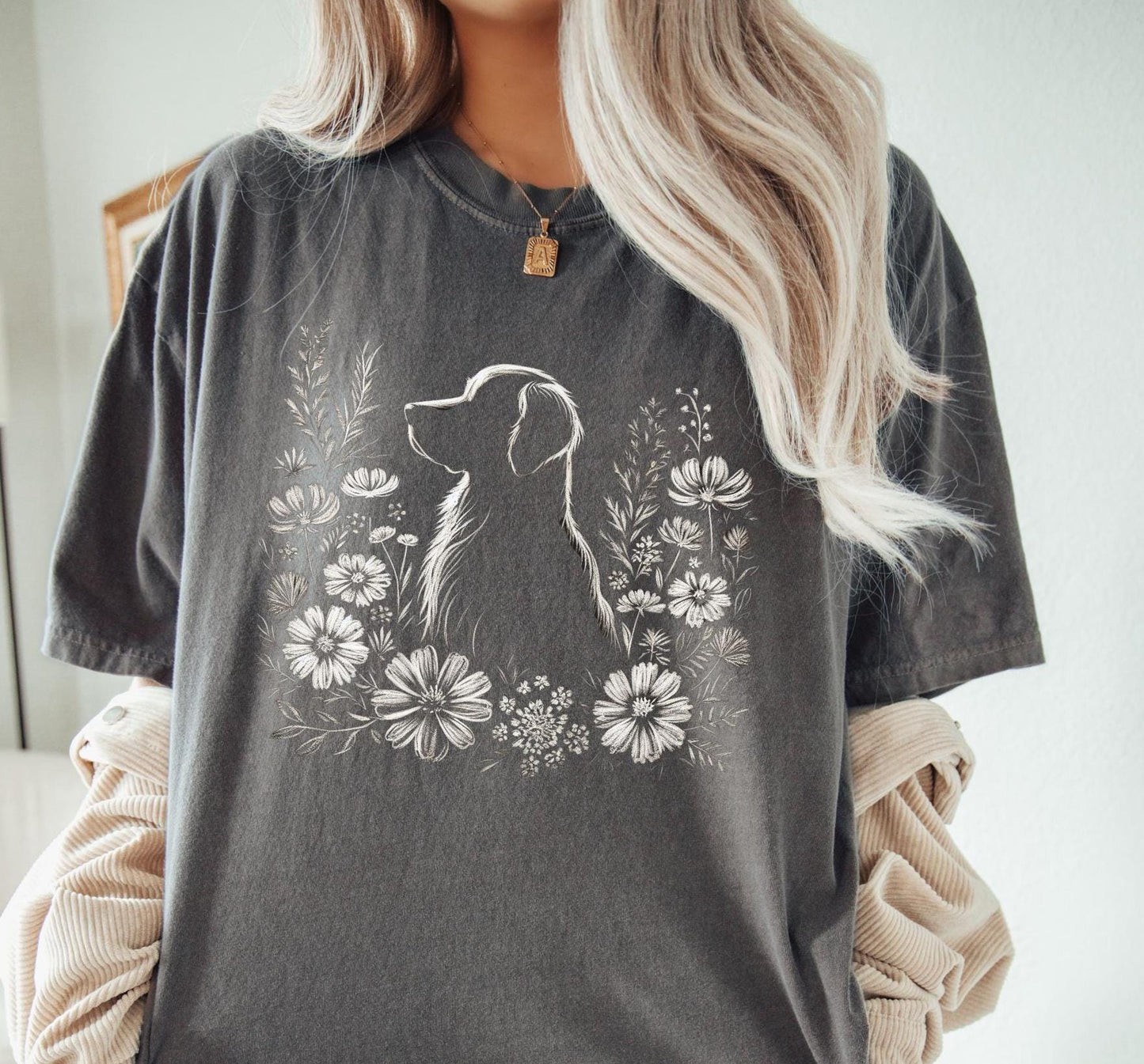 Golden Retriever Floral Tee