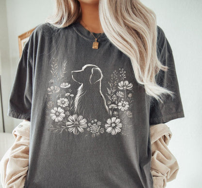 Golden Retriever Floral Tee