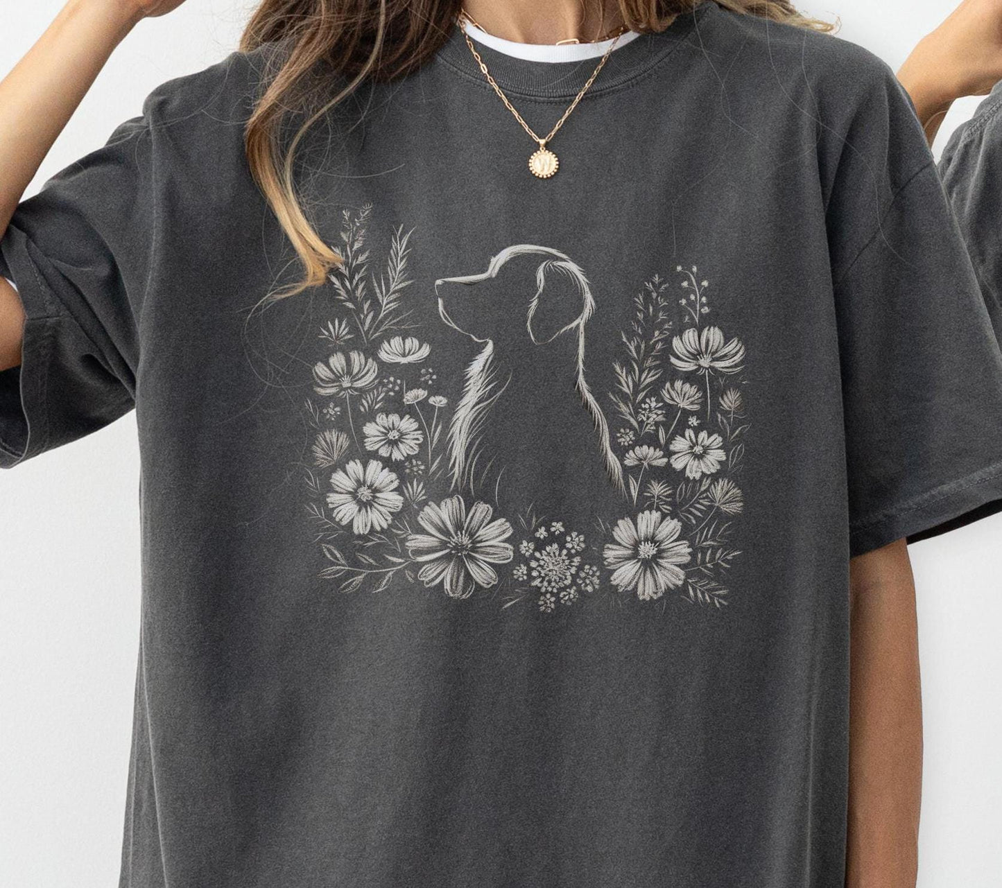 Golden Retriever Floral Tee