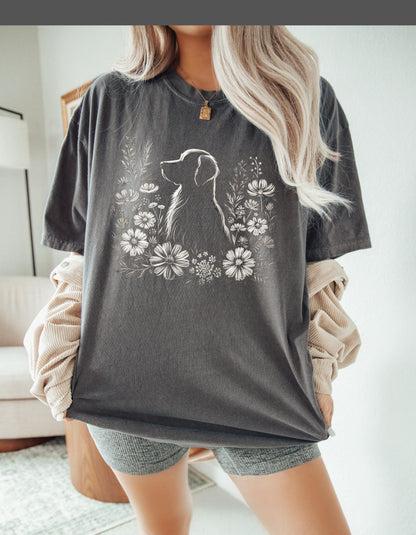 Golden Retriever Floral Tee