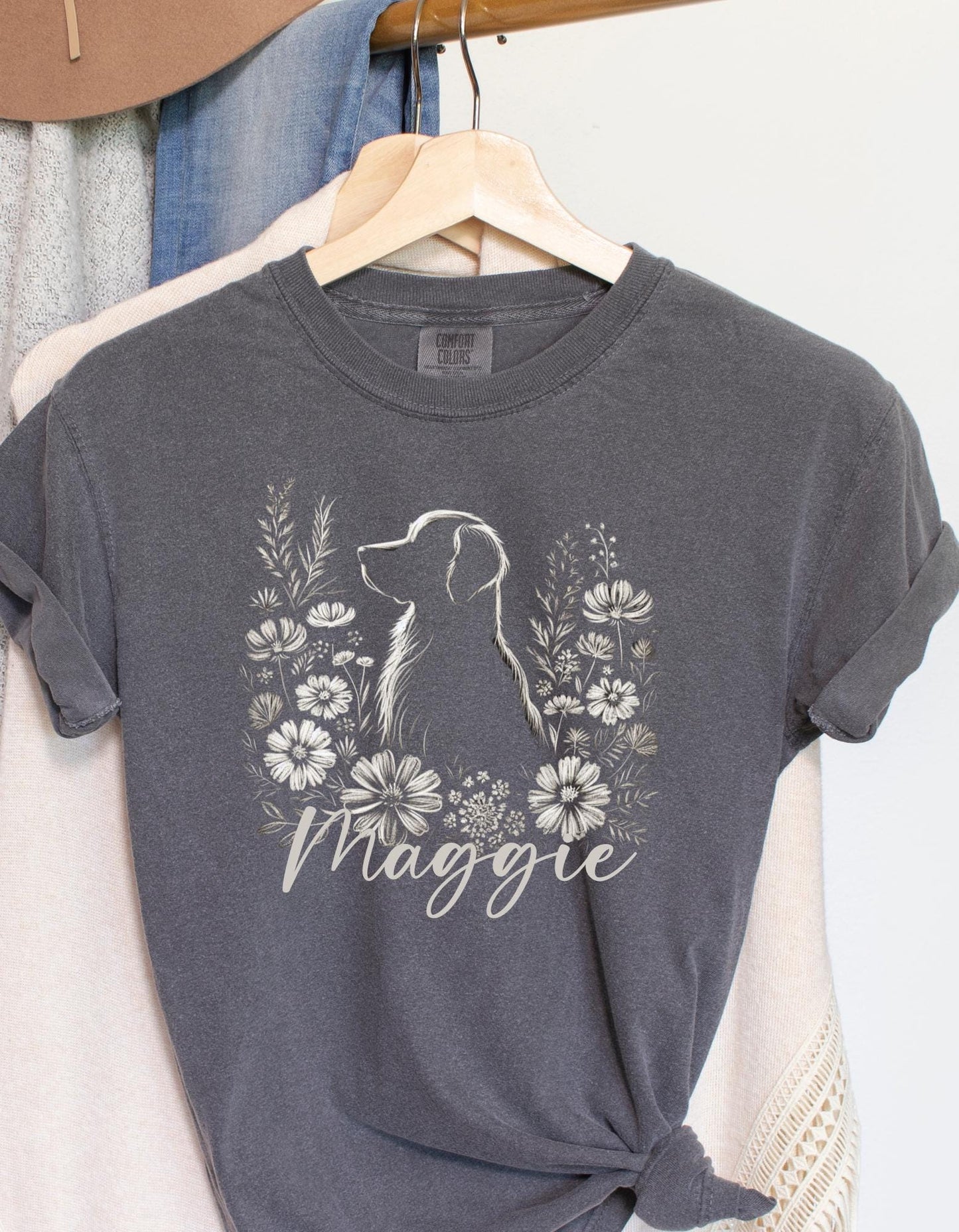 Golden Retriever Floral Tee