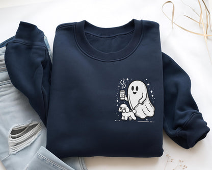 Ghost Walking A Poodle Sweatshirt